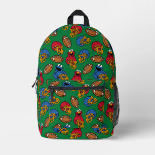 Elmo and Cookie Monster Football Pattern Printed Backpack