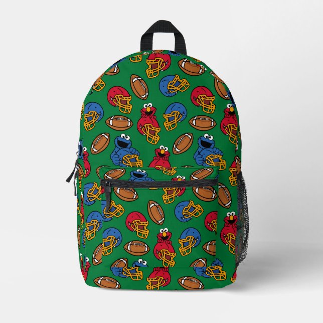 Elmo and Cookie Monster Football Pattern Printed Backpack (Front)