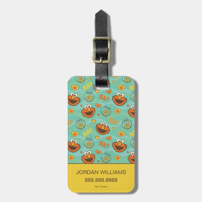 Elmo and Goldfish Pattern Luggage Tag (Front Vertical)