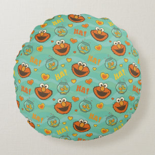 Elmo and Goldfish Pattern Round Cushion