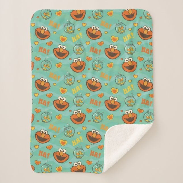 Elmo and Goldfish Pattern Sherpa Blanket (Front)