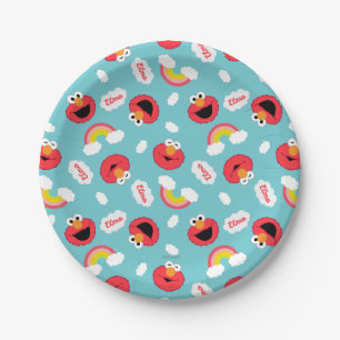 Elmo and Rainbows Pattern Paper Plate