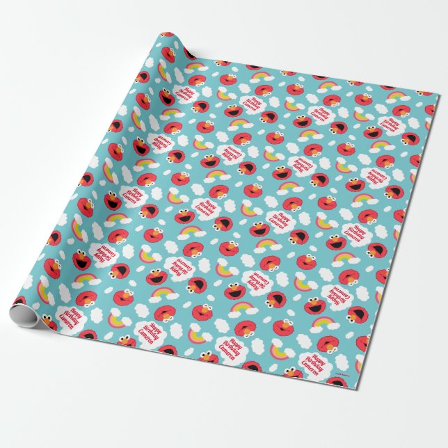 Elmo and Rainbows Pattern Wrapping Paper (Unrolled)
