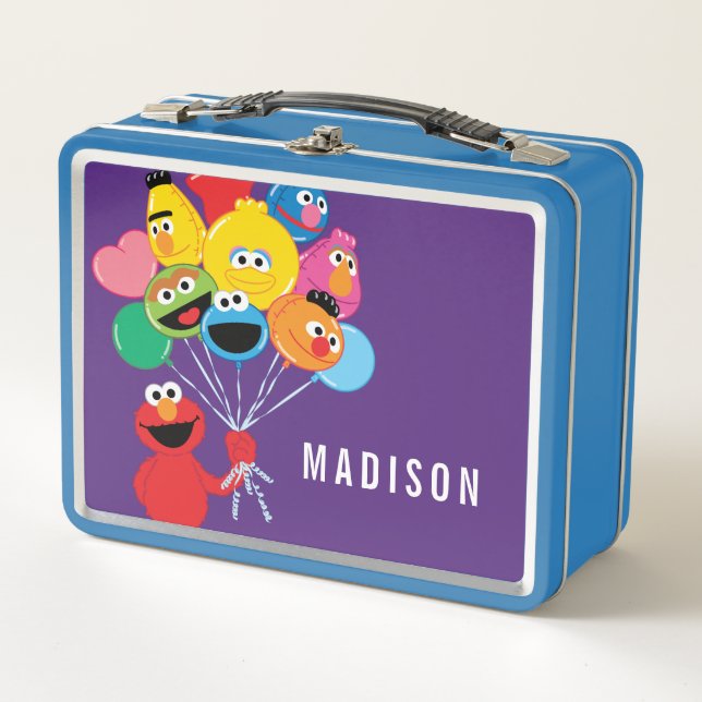 Elmo Balloons | Add Your Name Metal Lunch Box (Front)
