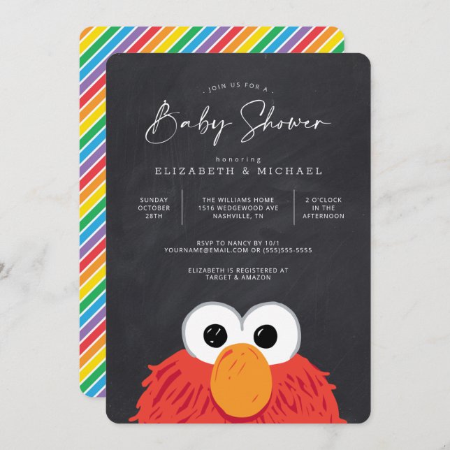 Elmo Chalkboard Baby Shower Invitation (Front/Back)