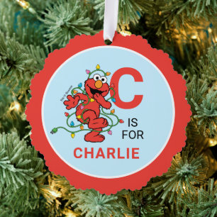 Elmo Christmas   Personalised Name & Photo Tree Decoration Card