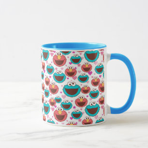 Elmo & Cookie Monster   Peace & Love Pattern Mug