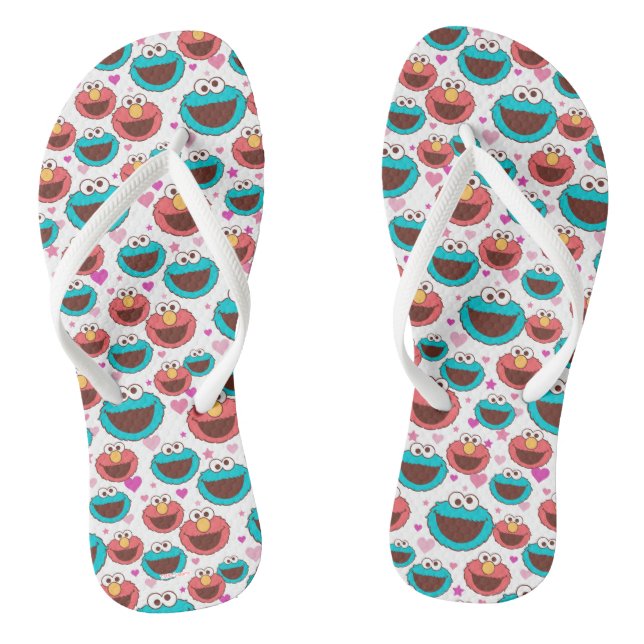 Elmo & Cookie Monster | Peace & Love Pattern Thongs (Footbed)