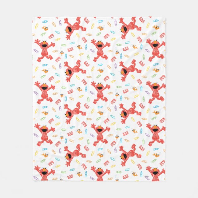Elmo Crayon Pattern Fleece Blanket (Front)