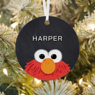 Elmo Face Chalkboard   Customized Name & Photo Metal Tree Decoration