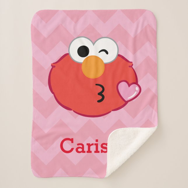 Elmo Face Throwing a Kiss | Add Your Name Sherpa Blanket (Front)