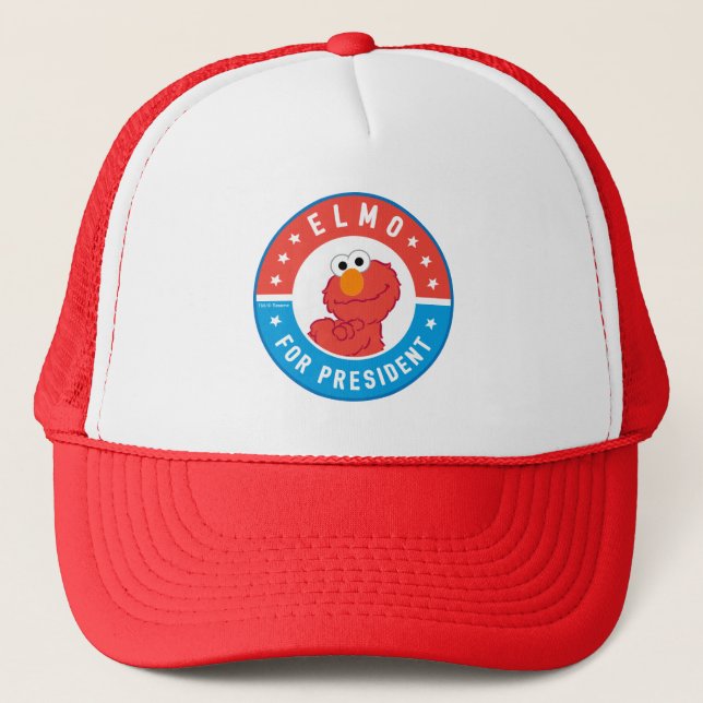 Elmo for President Badge Trucker Hat (Front)