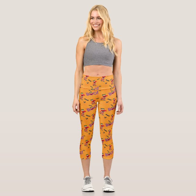 Elmo | Halloween Boo Pattern Capri Leggings (Front)