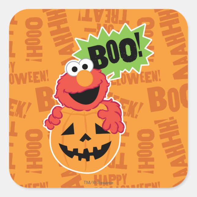 Elmo Happy Halloween Boo Square Sticker (Front)