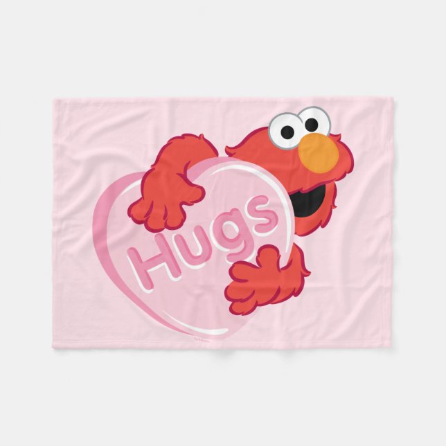 Elmo "Hugs" Valentine Heart Candy Fleece Blanket (Front (Horizontal))