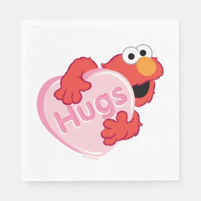 Elmo "Hugs" Valentine Heart Candy Napkin (Front)