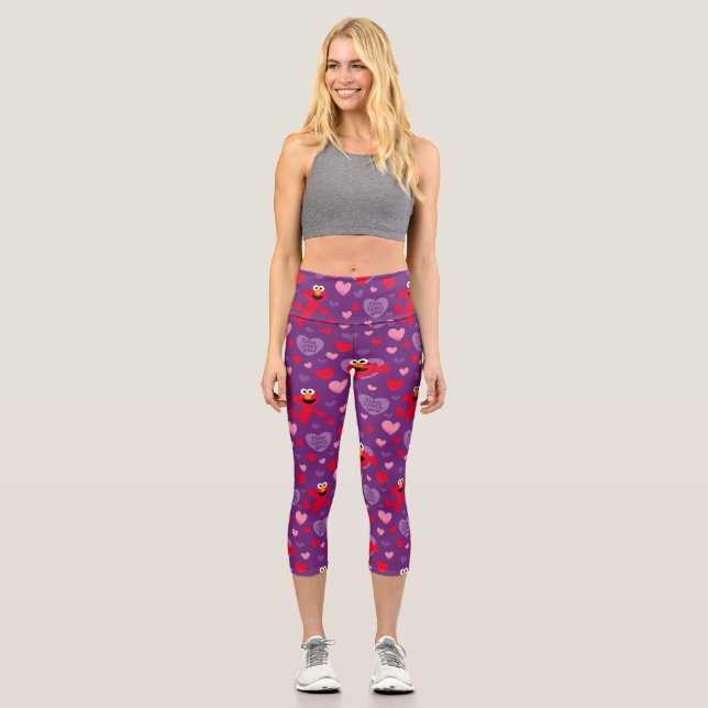 Elmo Loves You Valentine's Day Pattern Capri Leggings (Front)