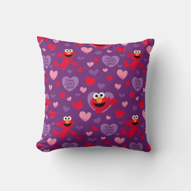 Elmo Loves You Valentine's Day Pattern Cushion (Front)