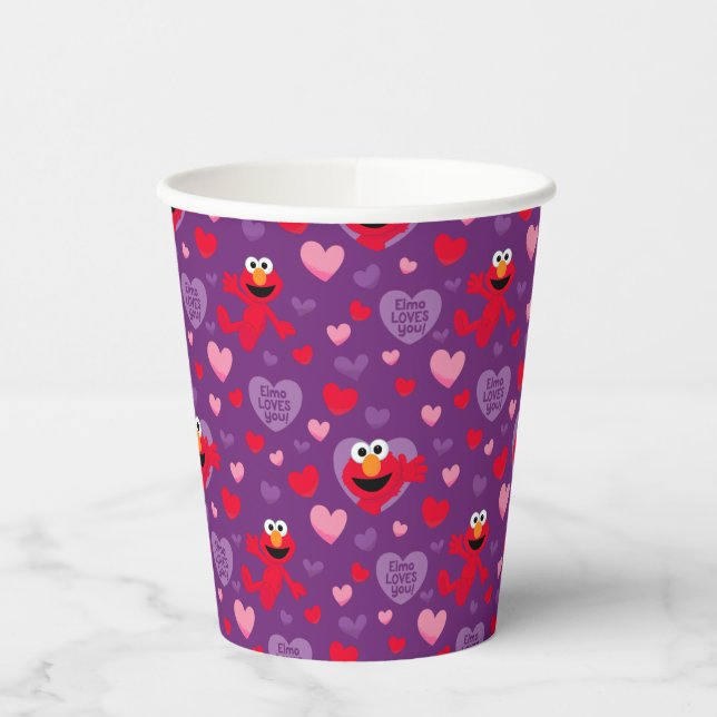 Elmo Loves You Valentine's Day Pattern Paper Cups (Left)