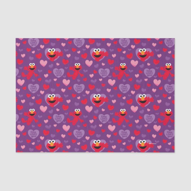 Elmo Loves You Valentine's Day Pattern Tissue Paper (Front)