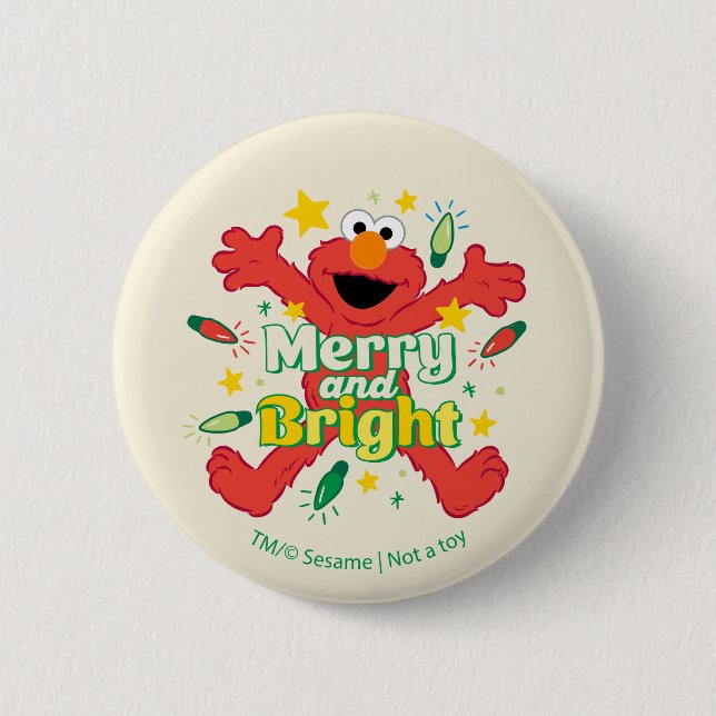 Elmo | Merry and Bright 6 Cm Round Badge (Front)