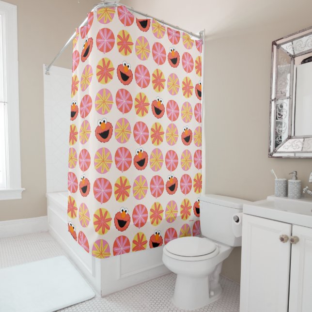 Elmo Pom-Pom Pattern Shower Curtain (In Situ)