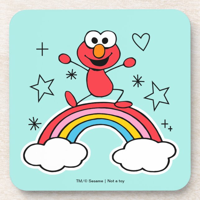 Elmo Rainbow Doodley Graphic Coaster (Front)