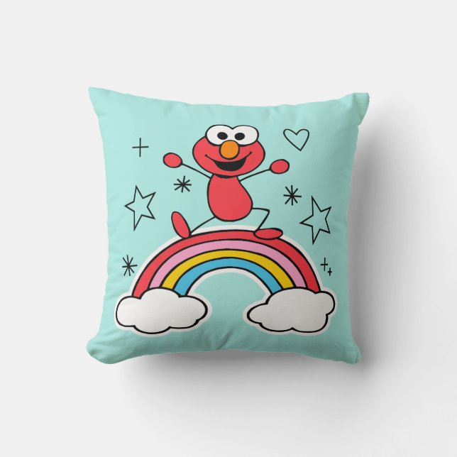 Elmo Rainbow Doodley Graphic Cushion (Front)