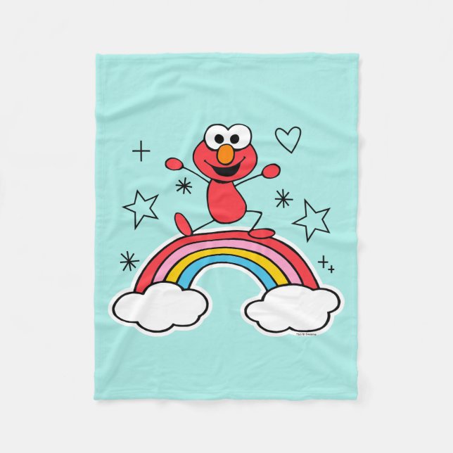 Elmo Rainbow Doodley Graphic Fleece Blanket (Front)