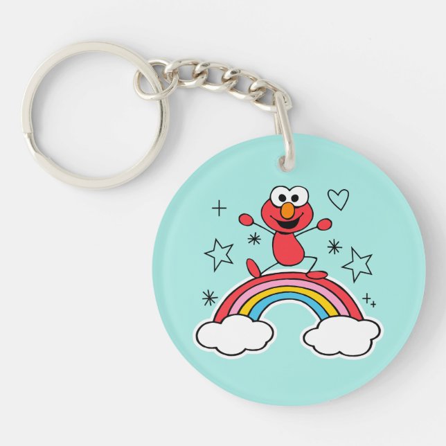 Elmo Rainbow Doodley Graphic Key Ring (Front)