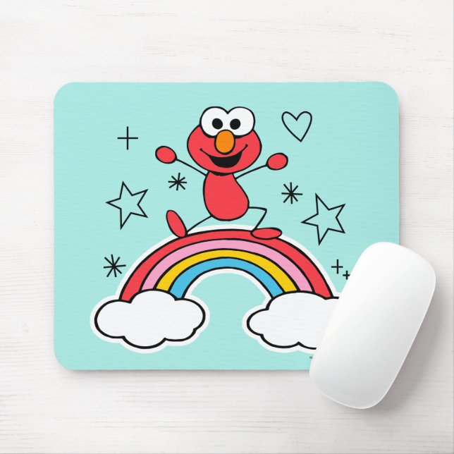 Elmo Rainbow Doodley Graphic Mouse Pad (With Mouse)
