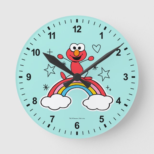 Elmo Rainbow Doodley Graphic Round Clock (Front)