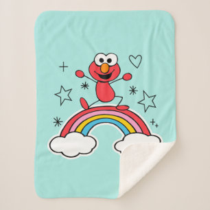 Elmo Rainbow Doodley Graphic Sherpa Blanket