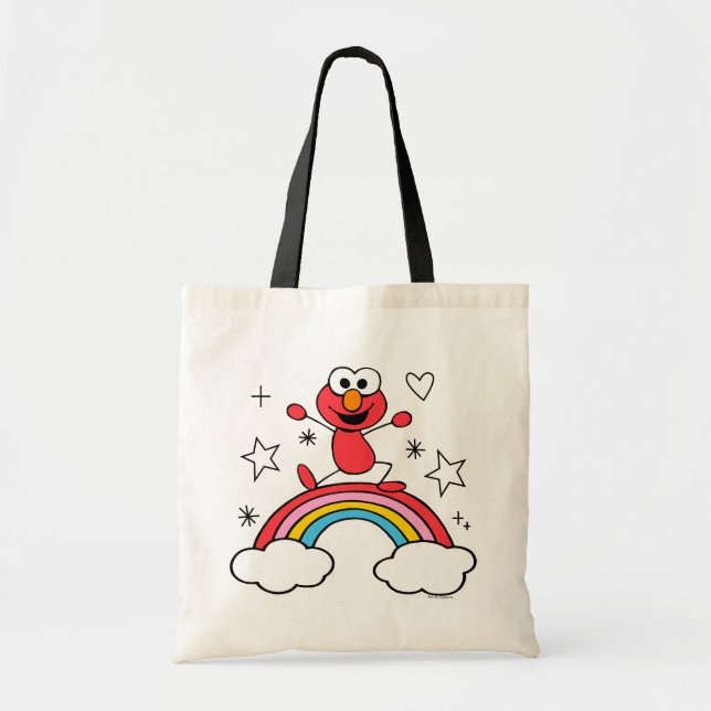 Elmo Rainbow Doodley Graphic Tote Bag (Front)