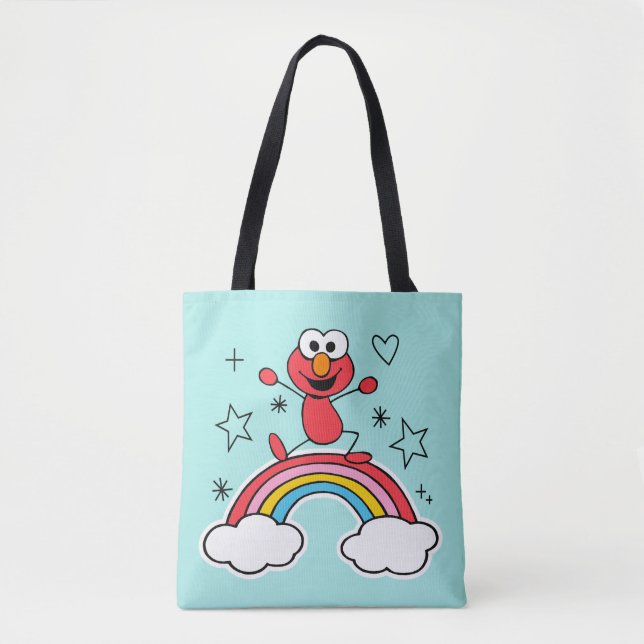 Elmo Rainbow Doodley Graphic Tote Bag (Front)