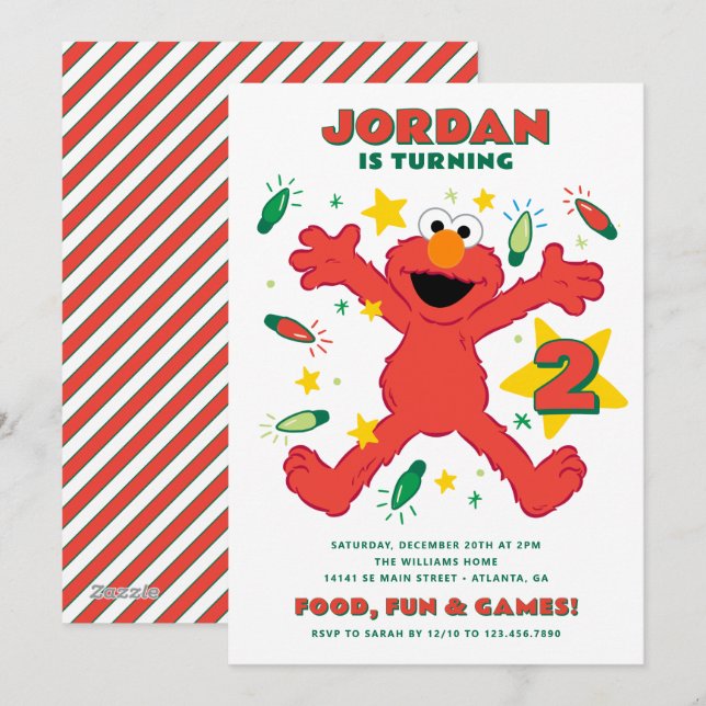 Elmo Sesame Street Holiday Birthday Card (Front/Back)