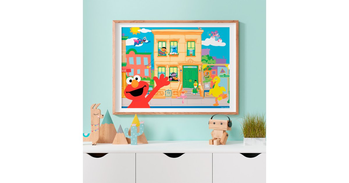Elmo Sesame Street Scene Poster | Zazzle