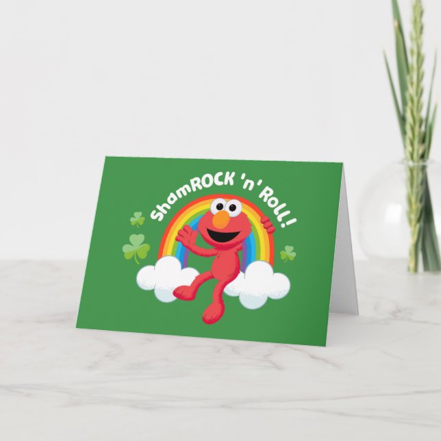 Elmo | Shamrock 'n' Roll Rainbow Holiday Card (Front)