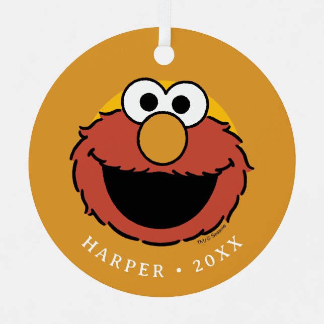 Elmo Smiling Face Metal Tree Decoration (Front)