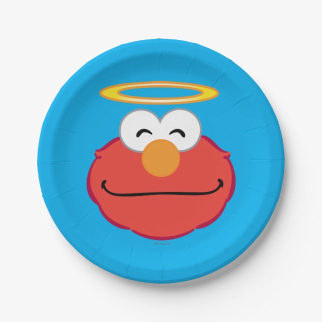 Elmo Smiling Face with Halo Paper Plate (Front)