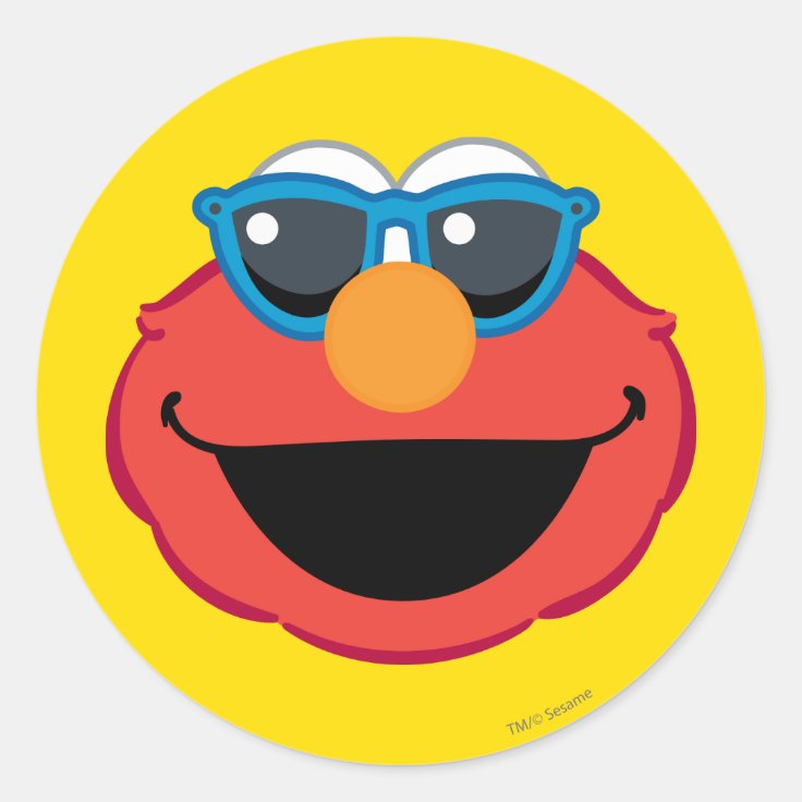 Elmo Smiling Face with Sunglasses Classic Round Sticker | Zazzle