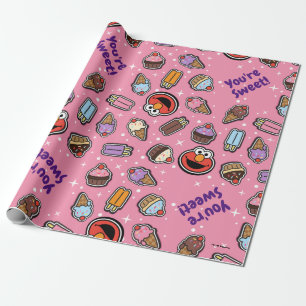 Elmo Sweet Treat Sticker Pattern Wrapping Paper