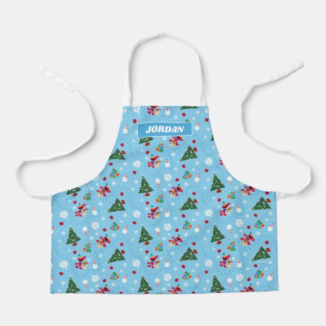 Elmo & Tango Blue Christmas Pattern Apron (Front)