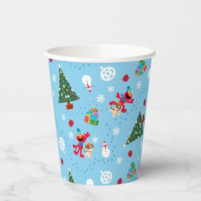 Elmo & Tango Blue Christmas Pattern Paper Cups (Left)