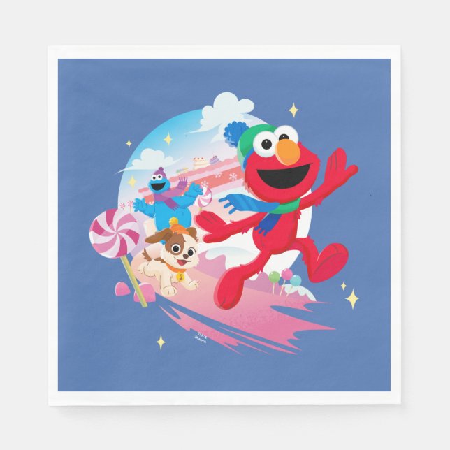 Elmo, Tango & Cookie Monster | Best Christmas Ever Napkin (Front)
