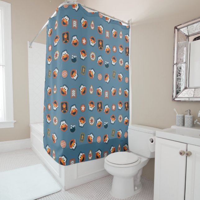 Elmo Woodland Explorer Pattern Shower Curtain (In Situ)