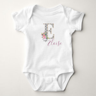 Eloise Name Baby Outfit Letter E Floral Girl Bodysuit