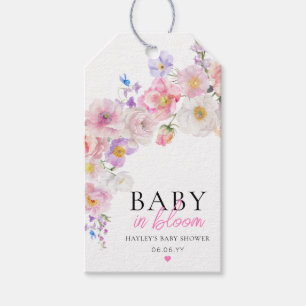 Eloise Pink Floral Baby In Bloom Baby Shower Gift Tags