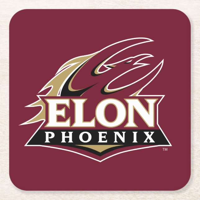 Elon Phoenix Square Paper Coaster (Front)
