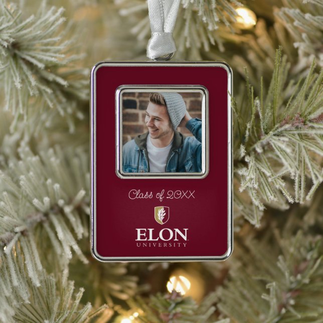 Elon University | Class of 20XX Silver Plated Framed Ornament (Tree)